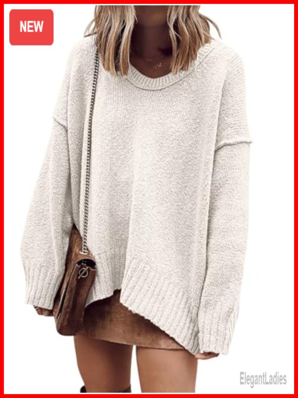 Oversized Scoop V Neck Batwing Sleeve Sweater Pullover High Low Hem